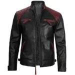 Men Quilted Cafe Racer Leather Jacket