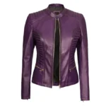 Womens Purple Biker Leather Jacket
