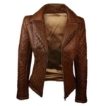 Womens Quilted Brown Leather Jacket