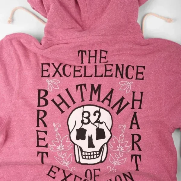 Cm Punk Bret Hart 32 Hitman Pink Hoodie