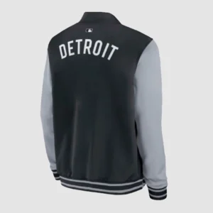 Detroit Tigers Dugout Bomber Black And Grey Jacket