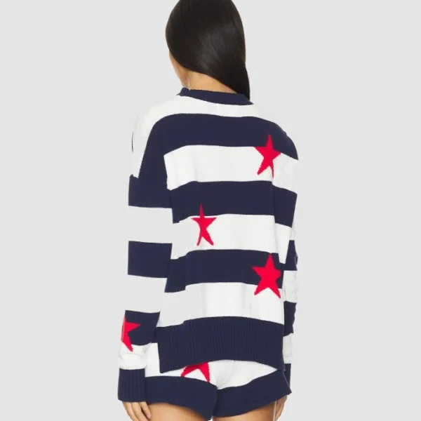 Love Hotel S01 Shannon Beador Red Stars Striped Blue And WhiteSweater
