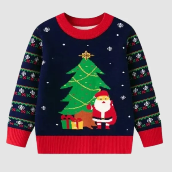 Christmas Holiday Santa Claus Blue Sweater