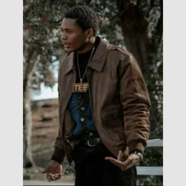 Da’Vinchi BMF Brown Bomber Brown Leather Jacket