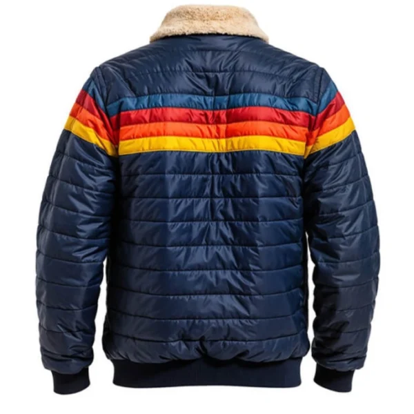 Isabela Merced Rainbow Striped Puffer Jacket