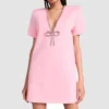 Love Hotel S01 Shannon Beador Embellished Bow Dress Pink