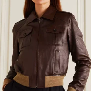 Natasha Lyonne Brown Bomber Leather Jacket