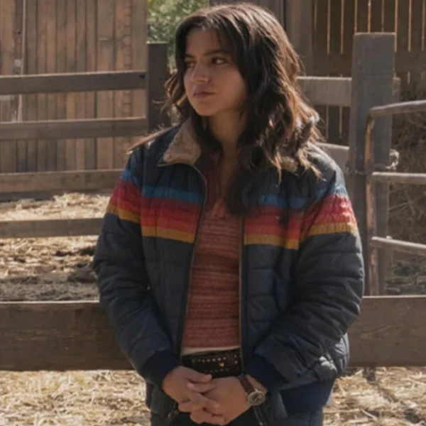 The Last Of Us Season 2 Isabela Merced Rainbow Striped Puffer Jacket