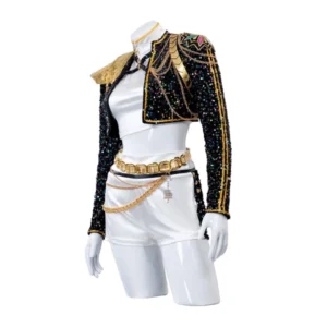 Kpop Demon Hunters Rumi Golden Black Dance Outfit Cosplay Costume 2025
