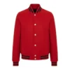 Men Red Wool Varsity Jacket
