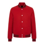 Men Red Wool Varsity Jacket