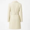 Moonlight Off White Leather Trench Coat
