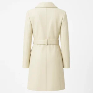 Moonlight Off White Leather Trench Coat