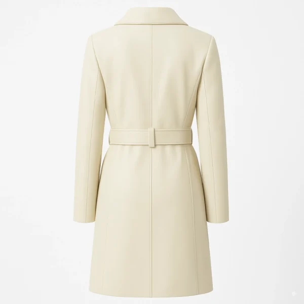 Moonlight Off White Leather Trench Coat