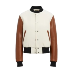 Women Cream Varsity Jacket