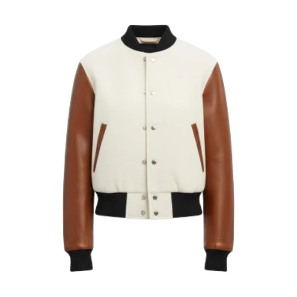 Women Cream Varsity Jacket