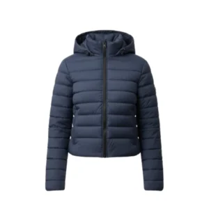 Women Dark Blue Hooded Puffer Jacket